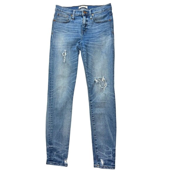 Madewell 9”‎ High Rise Busted Knee Skinny Jeans Blue J0513 Size 26 - Picture 1 of 12
